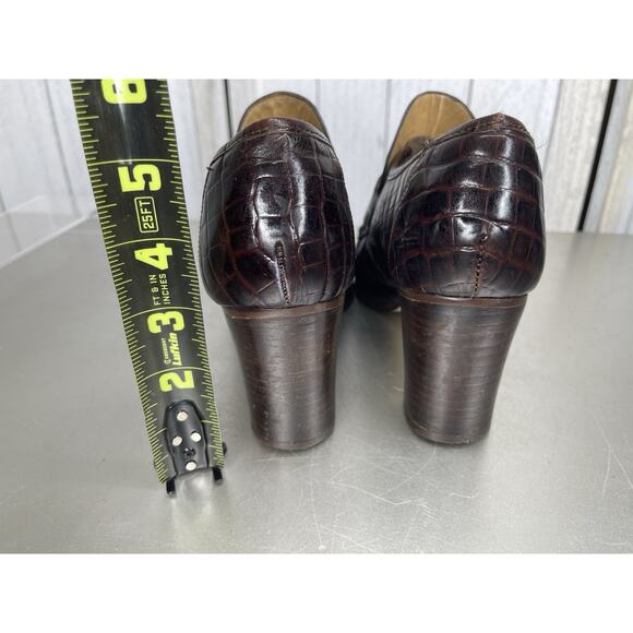 Vintage Rush Hour Leather Croco Block Heels Brown Y2K Size 8 - Picture 4 of 6